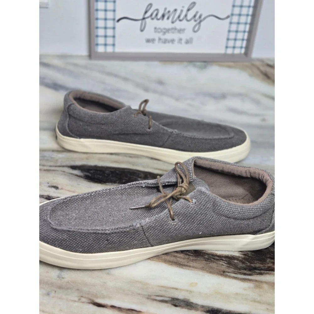 Lamo Women Charcoal Gray Canvas Boat Shoes Loafers Size 13‎